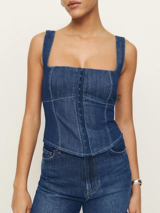Reformation Tops - Reformation Tagliatelle Denim Top in Ellis 2